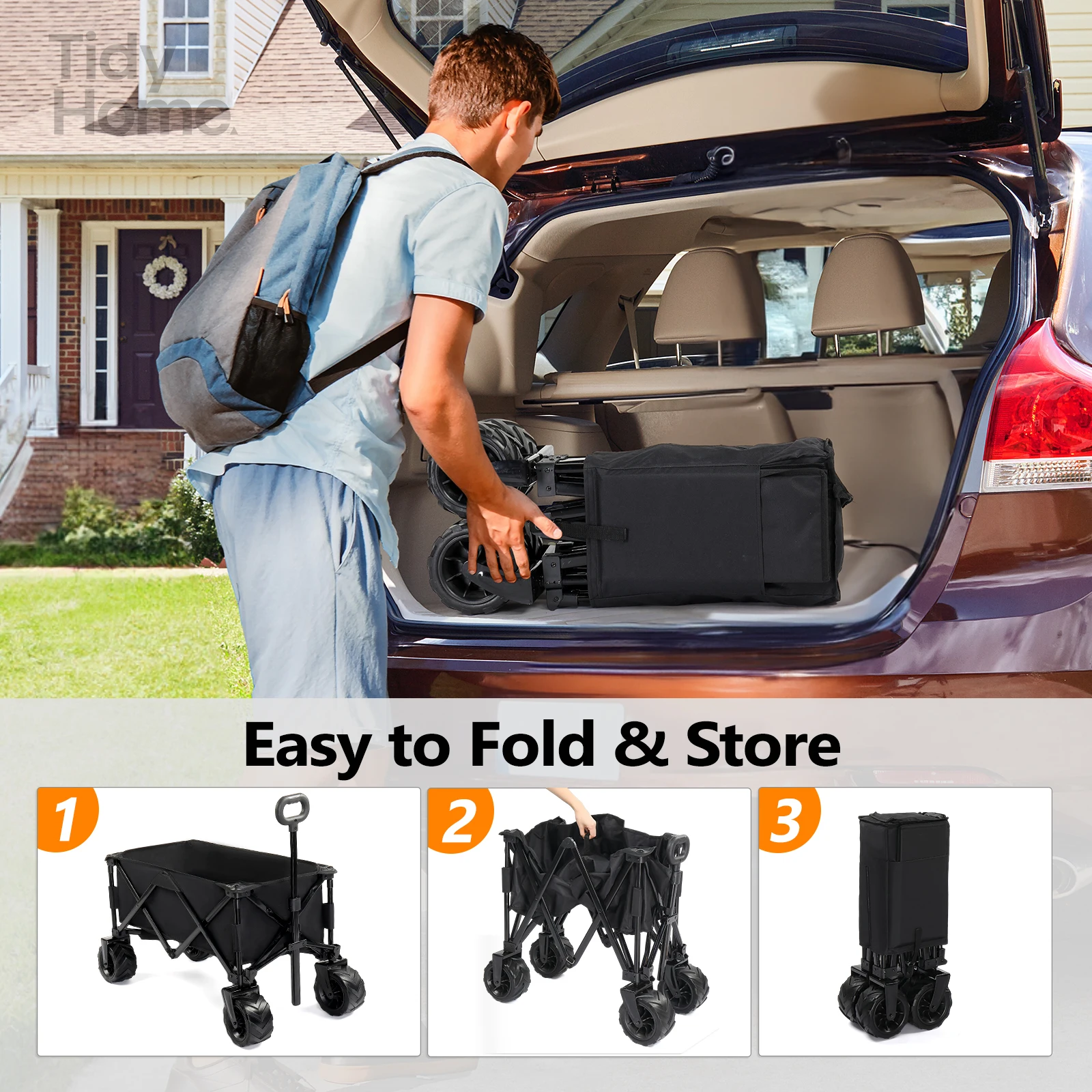 Outdoor Camping Cart Large Capacity Strong Load-bearing Capacity Portable Fast Folding Easy Storage Space Saving Home Camping