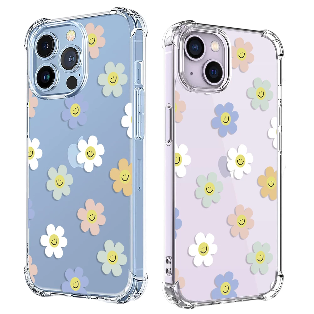 Smiling Flowers White Clouds Phone Case For Xiaomi Mi 8 9 10 10T 11 11T 12 12T 13 Lite Pro 12S Ultra Soft Clear TPU Back Cover image 5