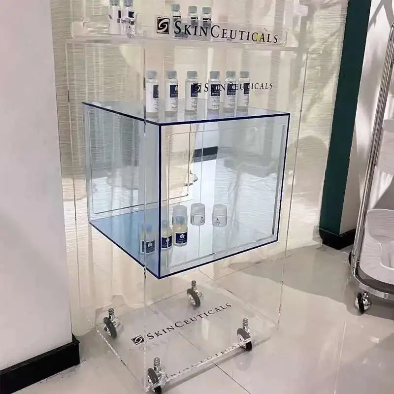 

Creative Acrylic Trolley Beauty Salon Tool Trolley Storage Rack Auxiliary Cart Cosmetics Shelf Floor Bathroom Multi-Layer