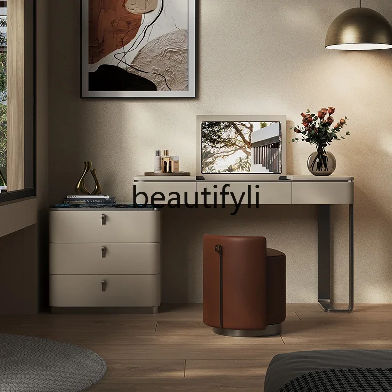 

A16 Italian minimalist flip dresser chest cabinet integrated modern minimalist bedroom premium makeup table