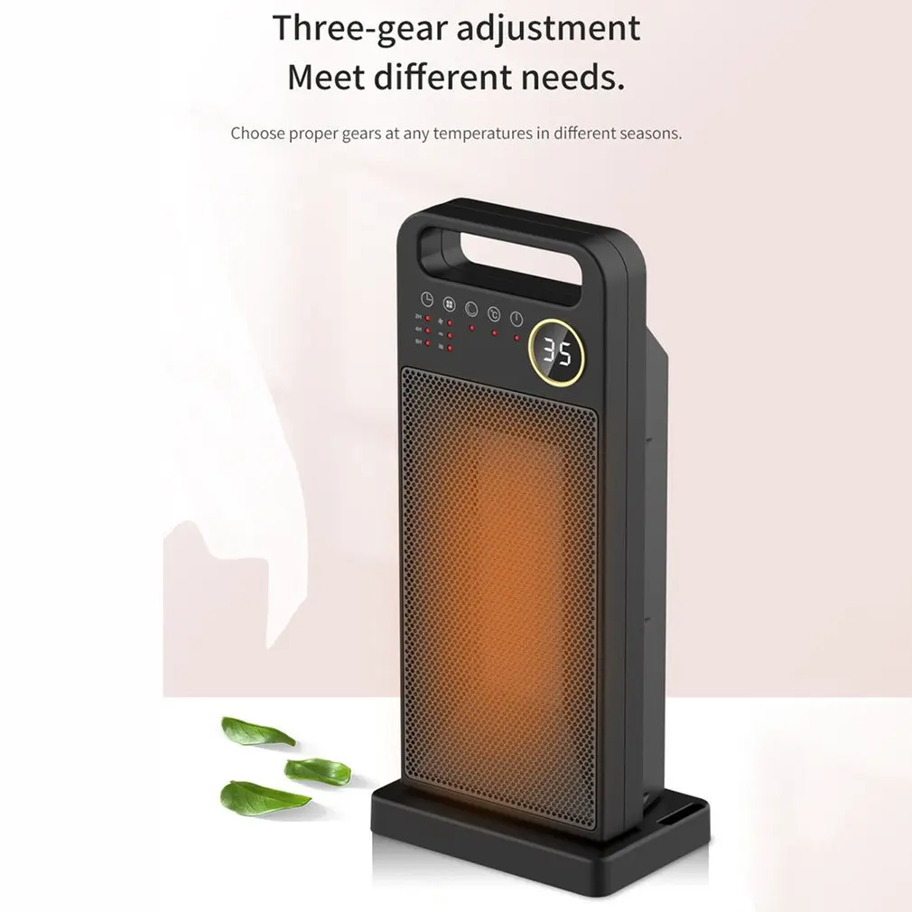 LED Electric Heater Household Portable 3 gear Adjustable Electric Heater Air Circulation Tower Fan Slience Heating Air Cooler EU