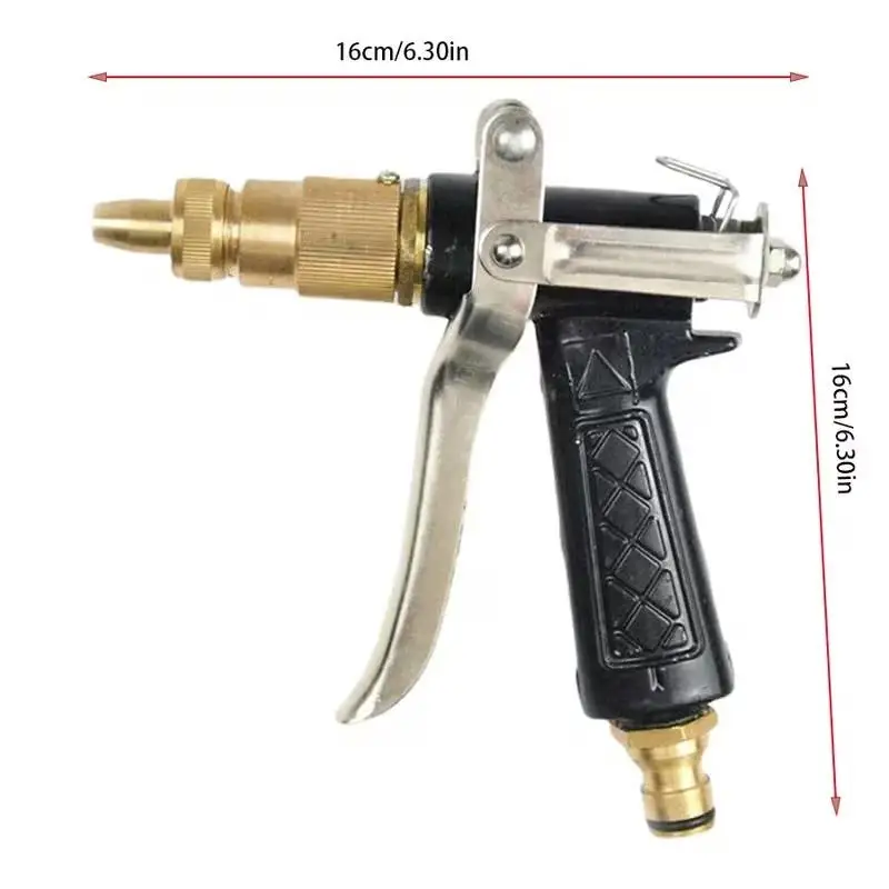 High Pressure Car Wash Water Gun Metal Spray Nozzle Powerful Washer Tool Adjustable for Home Vehicle Cleaning Outdoor Patio