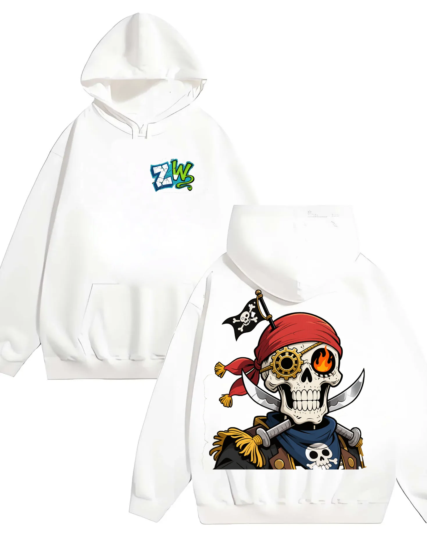 سويت شيرت بغطاء للرأس عالي التحمل 330G لكل من الرجال والنساء، مريح، عصري، مع أنماط قرصان مطبوعة على جرافيتي الشارع