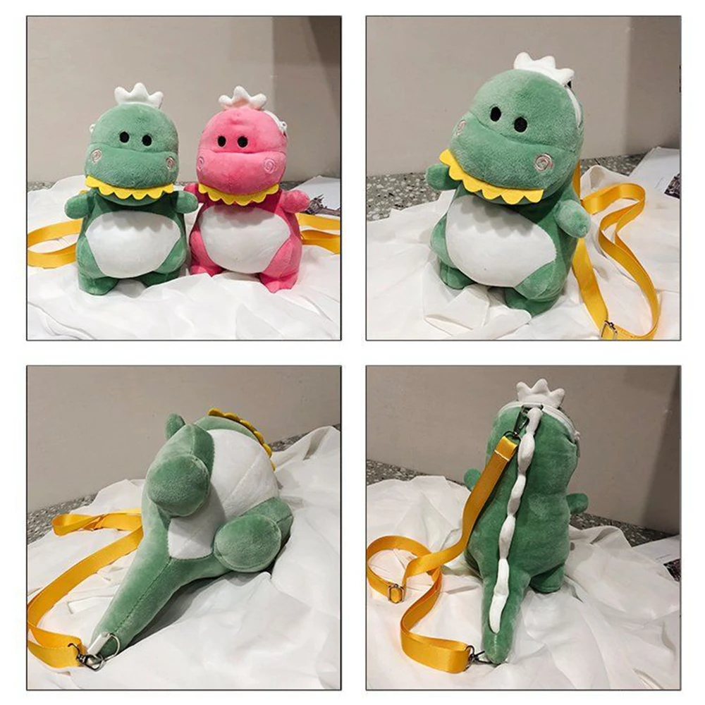 26cm macio dos desenhos animados dinossauro mochila brinquedo de pelúcia novo super bonito saco de enchimento presente aniversário para crianças carregando chave do telefone móvel