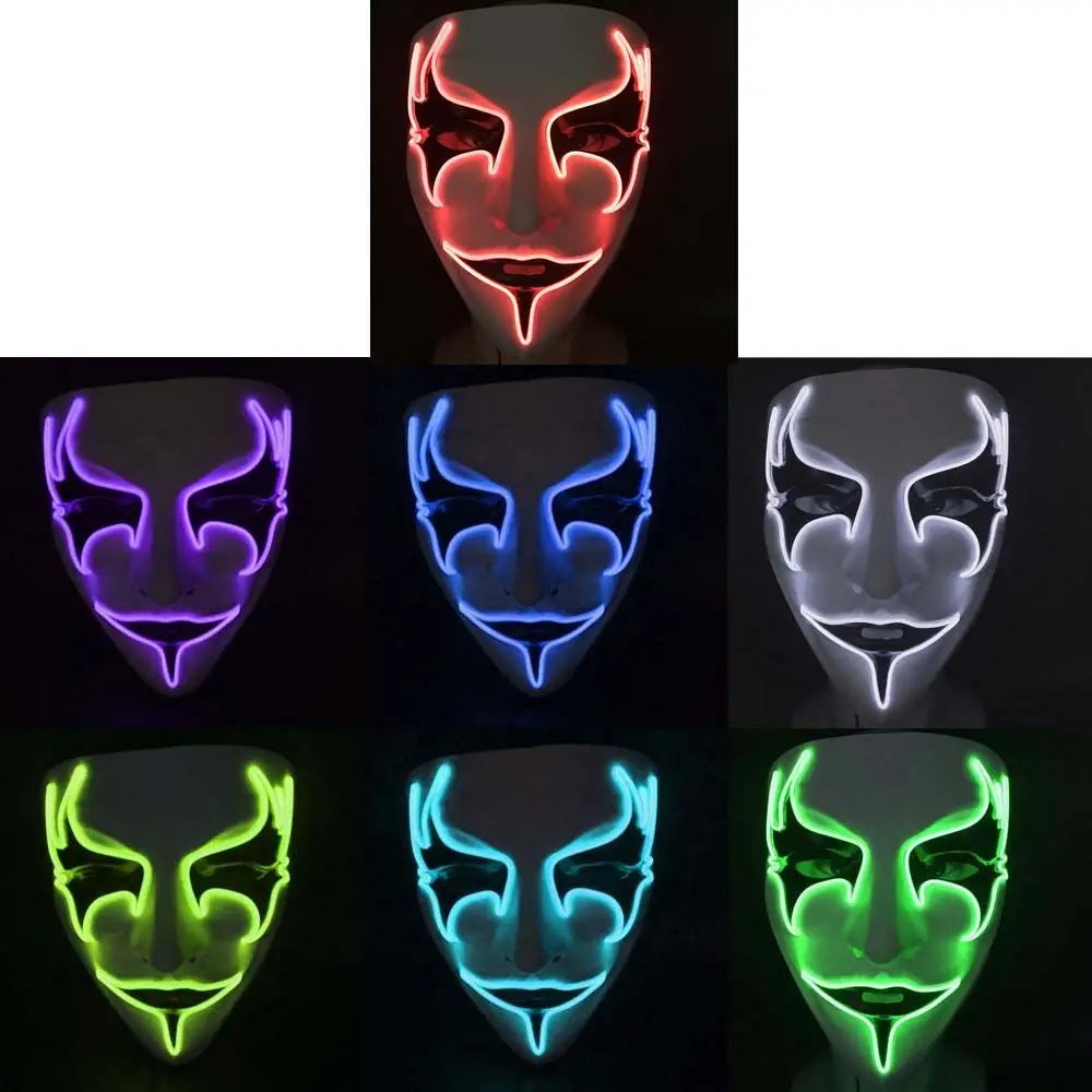 Maschera puntelli puntelli per feste maschera luminosa maschera lampeggiante a pieno facciale V per maschera di Vendetta maschera incandescente maschera Cosplay maschera luminosa a Led