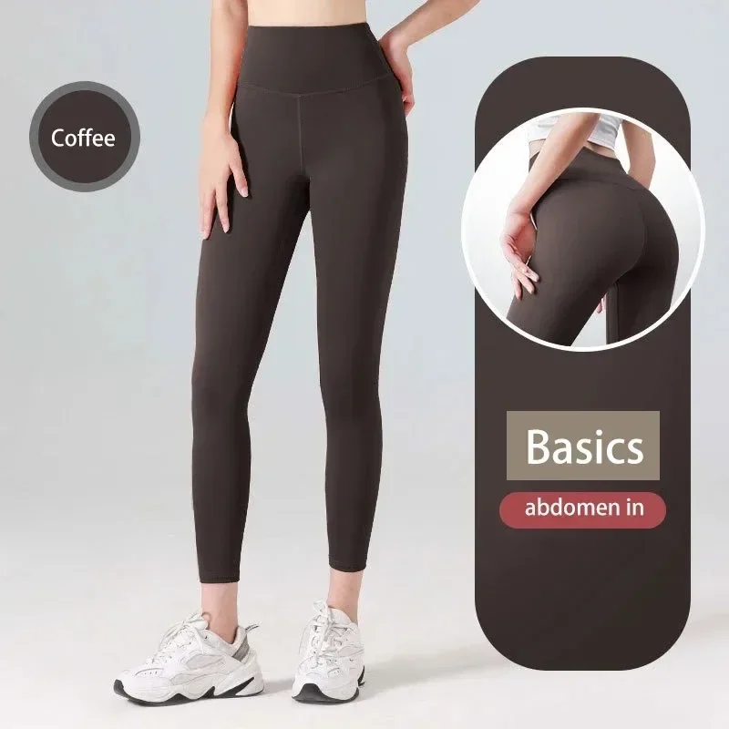 Leggings da donna traspiranti a vita alta tinta unita Sollevare i glutei Pantaloni lunghi da donna traspiranti Pantaloni comodi e traspiranti sexy