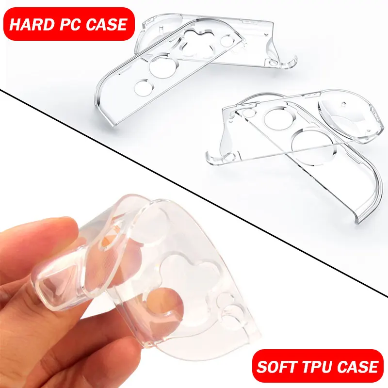 Custodia trasparente glitterata per Nintendo Switch Oled Joycon Controller Shell Custodia protettiva per gamepad con maniglia di gioco in TPU morbido