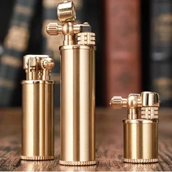 Slim Cylindrical Kerosene Lighter Brass Lift Arm Large Medium Small Creative Mini Portable Gasoline Lighter