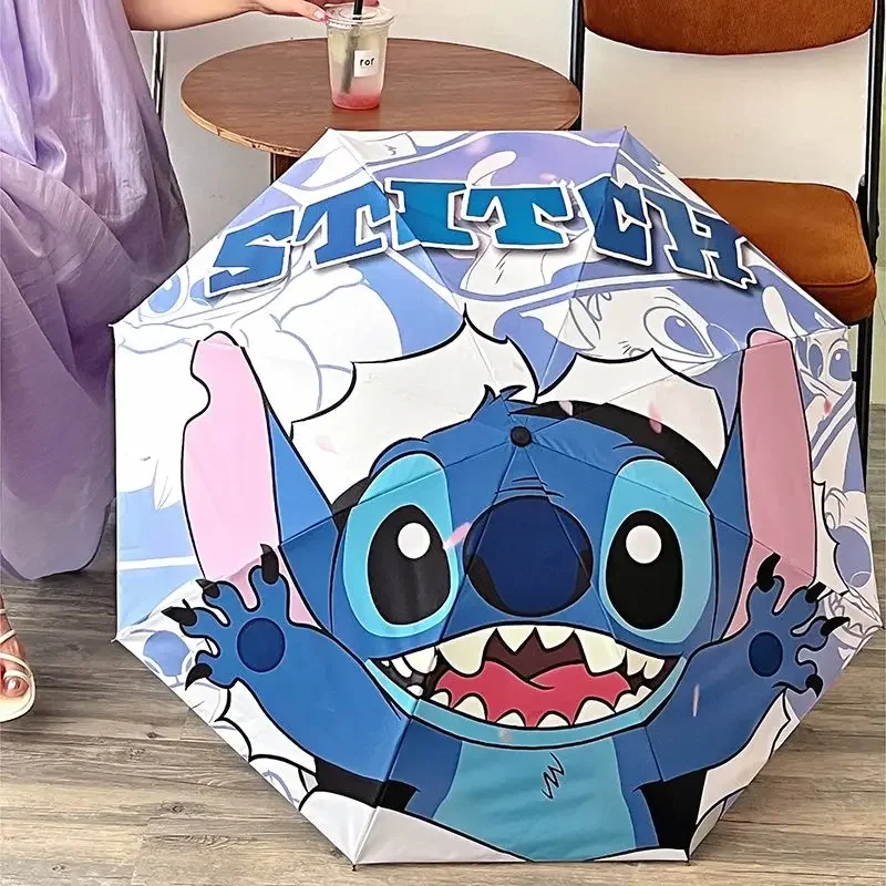 Disney Stitch Cartoon Character Cute High-Looking Folding Automatic Outdoor Sunscreen Umbrella Women's Anti-UV Umbrella Gift