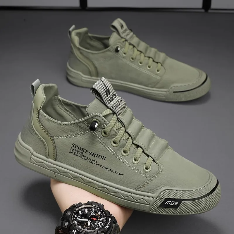 

Green Men Casual Shoes Ice Silk Canvas Shoes for Men Walking Shoes Outdoor Sneakers Male Breathable Footwear Tenis Hombres 2024