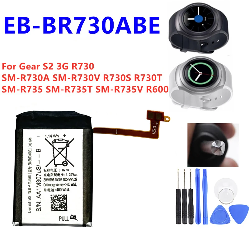 100% Pin Chính Hãng Cho Samsung Gear S2 3G R730 SM-R600 SM-R735 Pin Đồng Hồ Gear S3 BR760 S2 Cổ Điển R720 r732 Gear S4 R800