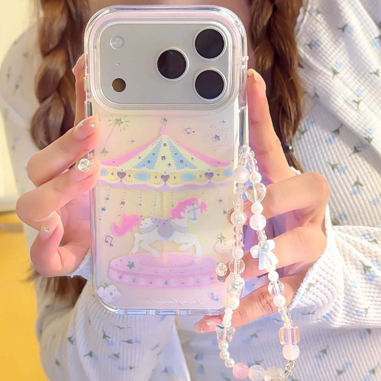 

Чехол Dream imd для iphone 17 16 pro max 13 14 15 pro max ins с героями мультфильмов, блестящий блестящий чехол для телефона, браслет, капа