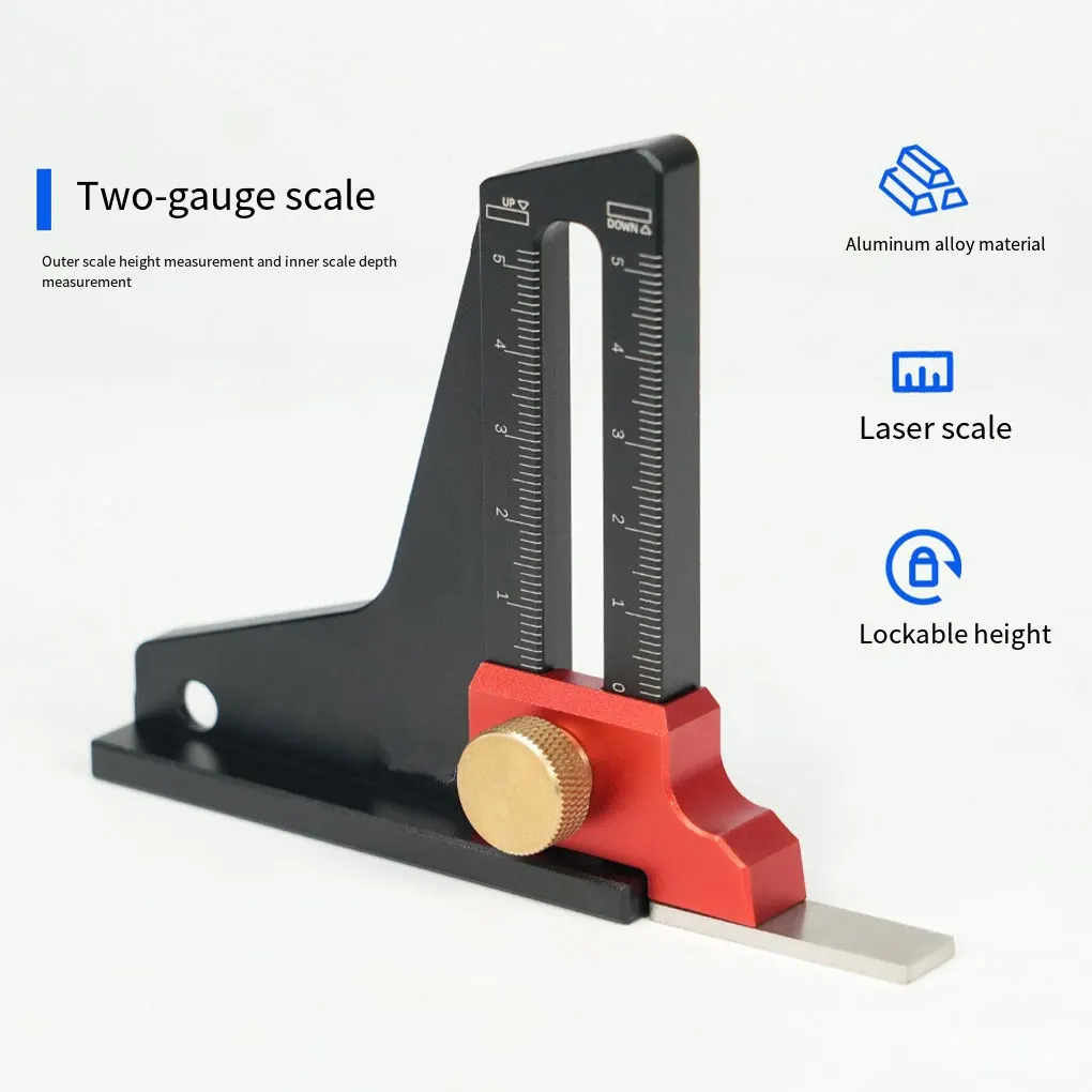 Adjustable Ruler Saw Table Gauge Hollow Depth Measuring Instrument Laser Scale Dual Scale External Altimeter