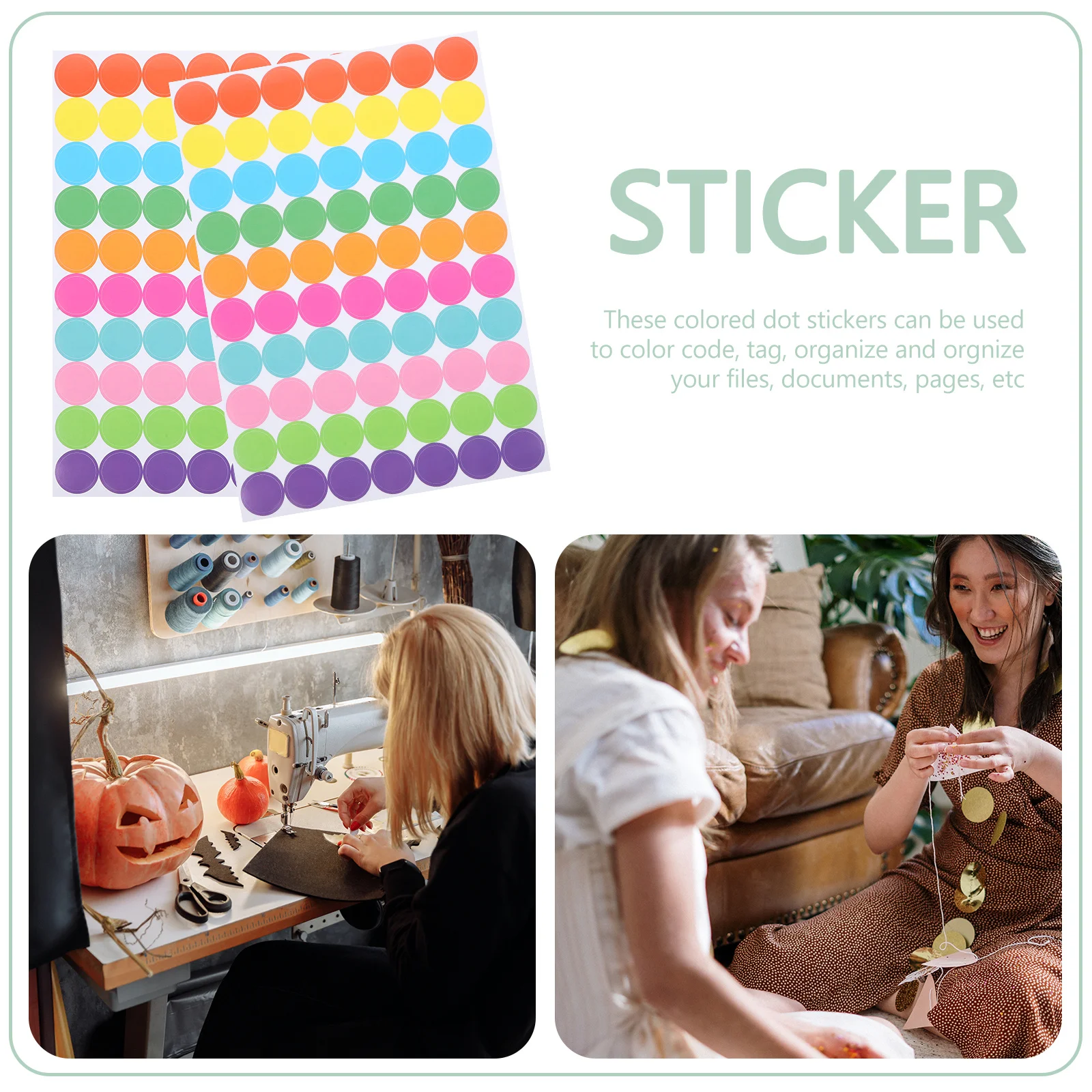 20 ورقة ملصقات مستديرة منقطة ملصقات دائرية صغيرة ملونة لعلامات تنظيم الملفات والمستندات والمكتب المدرسي المنزلي