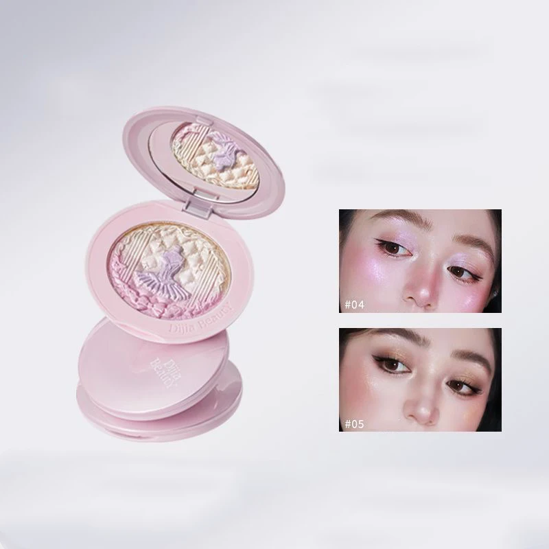 Paleta de Iluminadores de 3 Colores, Polvo Multiusos para Rostro y Ojos, Acabado Efecto Piel de Cristal, Iluminador con Brillo Natural y Textura Suave