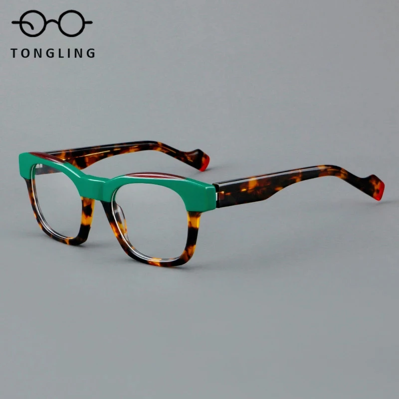 

2025 Retro Square Acetate Glasses Frame Men Personality Fashion Optical Eyewear Reading Glasses Woman Personalized Eye Glasses