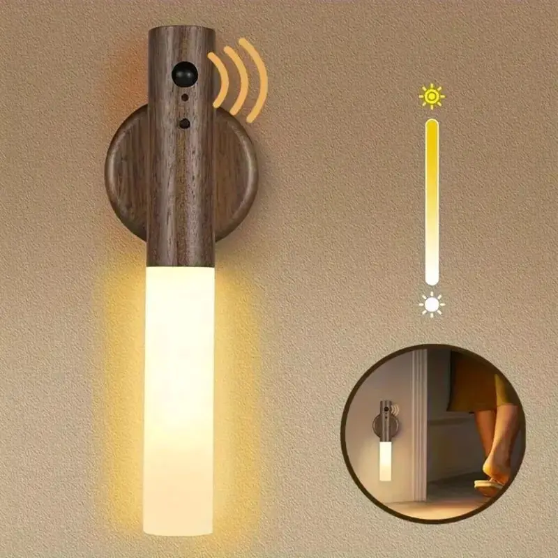 D9 Motion Sensor LED Night Light Rechargeable Magnetic Wall Mounted Induction Light Wardrobe Light Bedroom and Home Desk Lamp