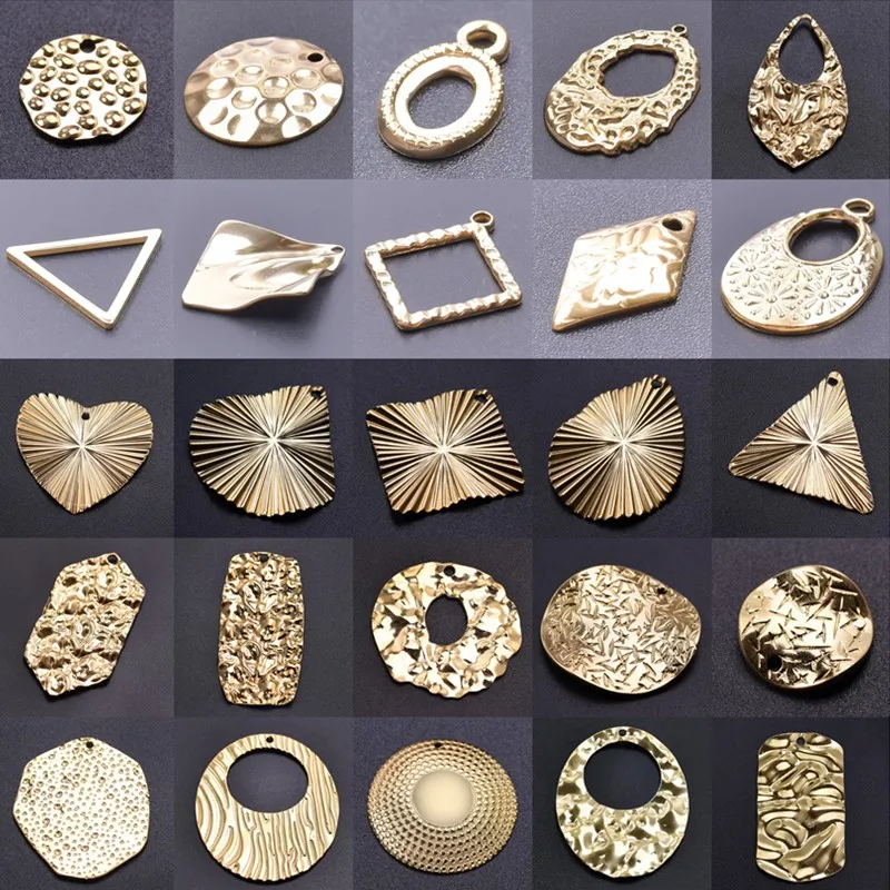 

5pcs/Lot Stainless Steel Real Gold Plated Irregular Indentation Diy Handmade Geometric Necklace Pendant Originality Accessories