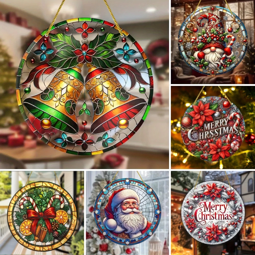 Acrylic Christmas Sun Catcher - Stained Glass Window Hanging, Perfect for Porch, Room, Garden & Bar Decor | Ideal Holiday Gift