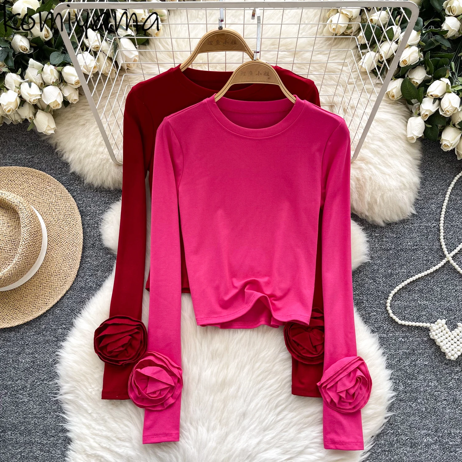 

Autumn 3d Floral Long Sleeve Ropa De Mujer Round Neck T Shirts Fashionable Woman 2025 Roupas Beautiful Clothes Practical Tops