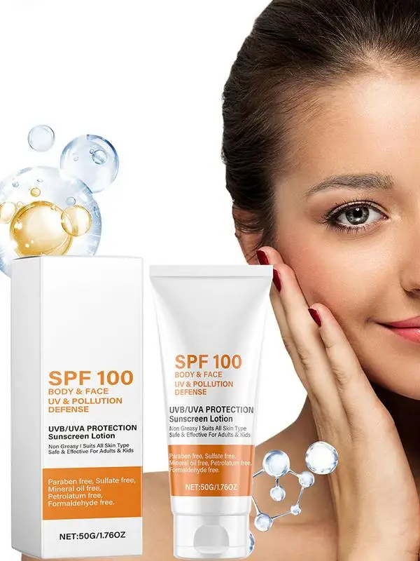 Sunscreen SPF 100 50G Sunblock for Face Body Sunscreen Facial Sunscreen Sun Protection Prevent Sunburn Skin Care for All Skin