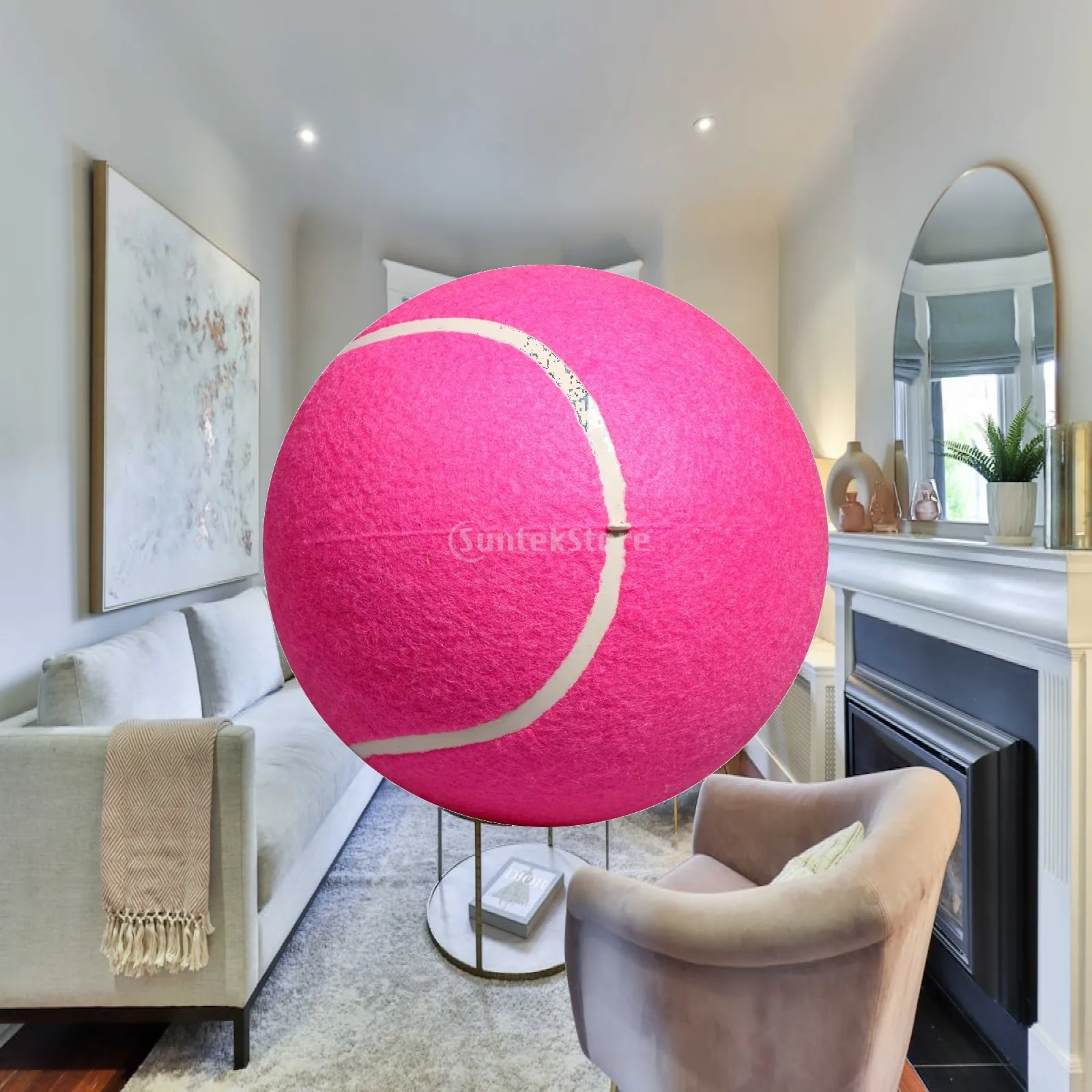 Oversized Inflatable Tennis Ball Toy Pink Rubber Felt 8 Inch Pet Dog Tennis Ball for Play Training and Signature Display