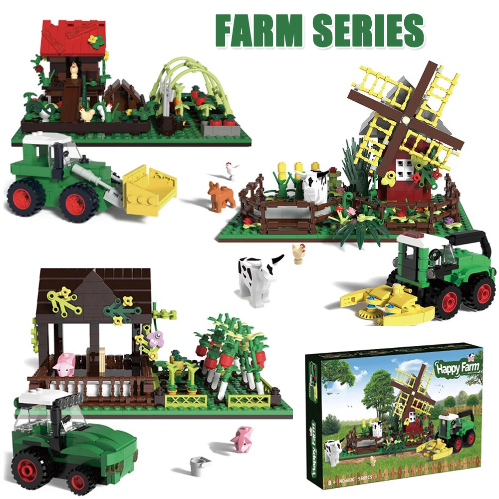 

3-х типов креативный набор «Счастливая ферма», строительные блоки, забавные фермерские строительные кирпичи, украшение стола, игрушки, подарок для взрослых друзей