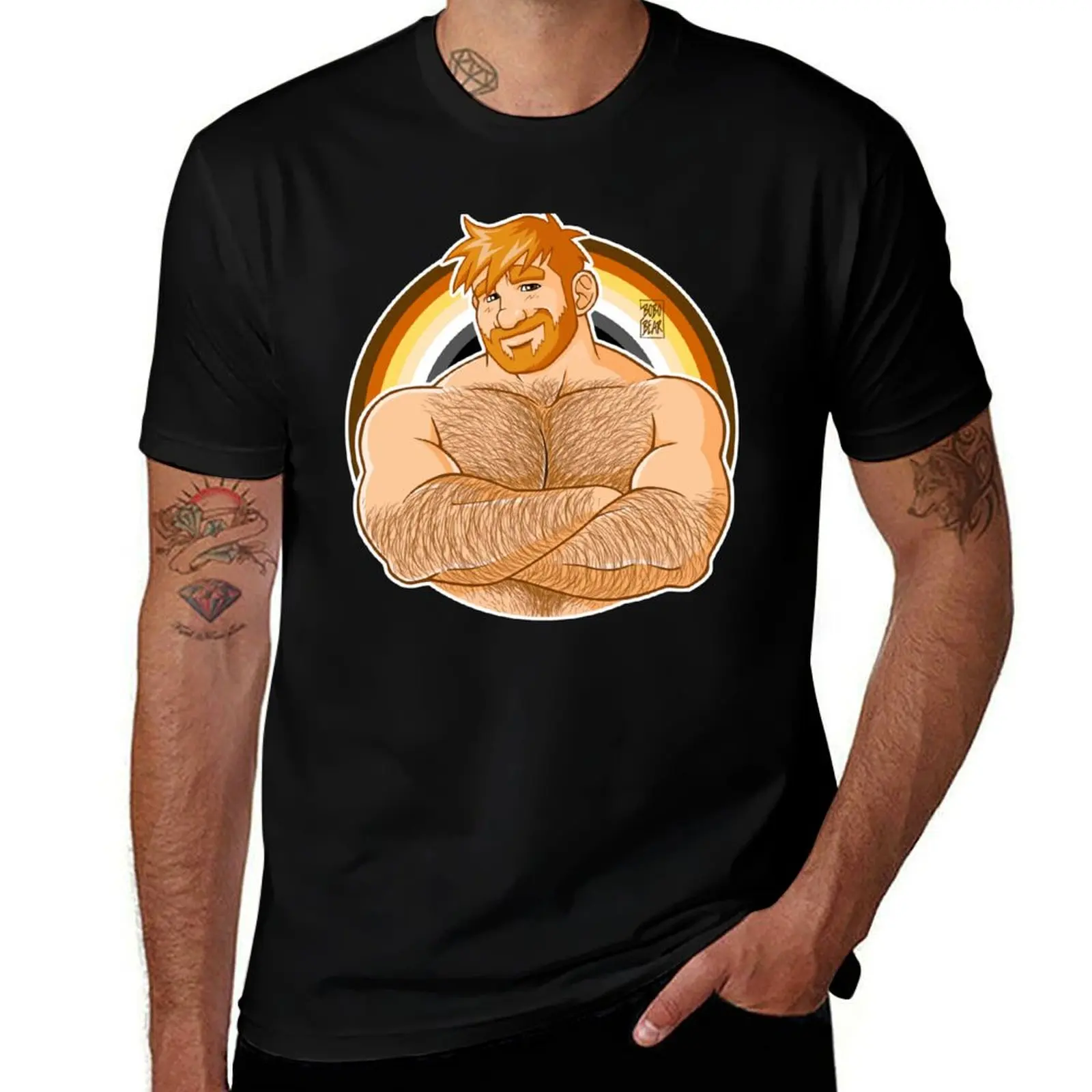 ADAM LIKES CROSSING ARMS - BEAR PRIDE - GINGER EDITION T-Shirt Casual Graphic Print Tee T-Shirt