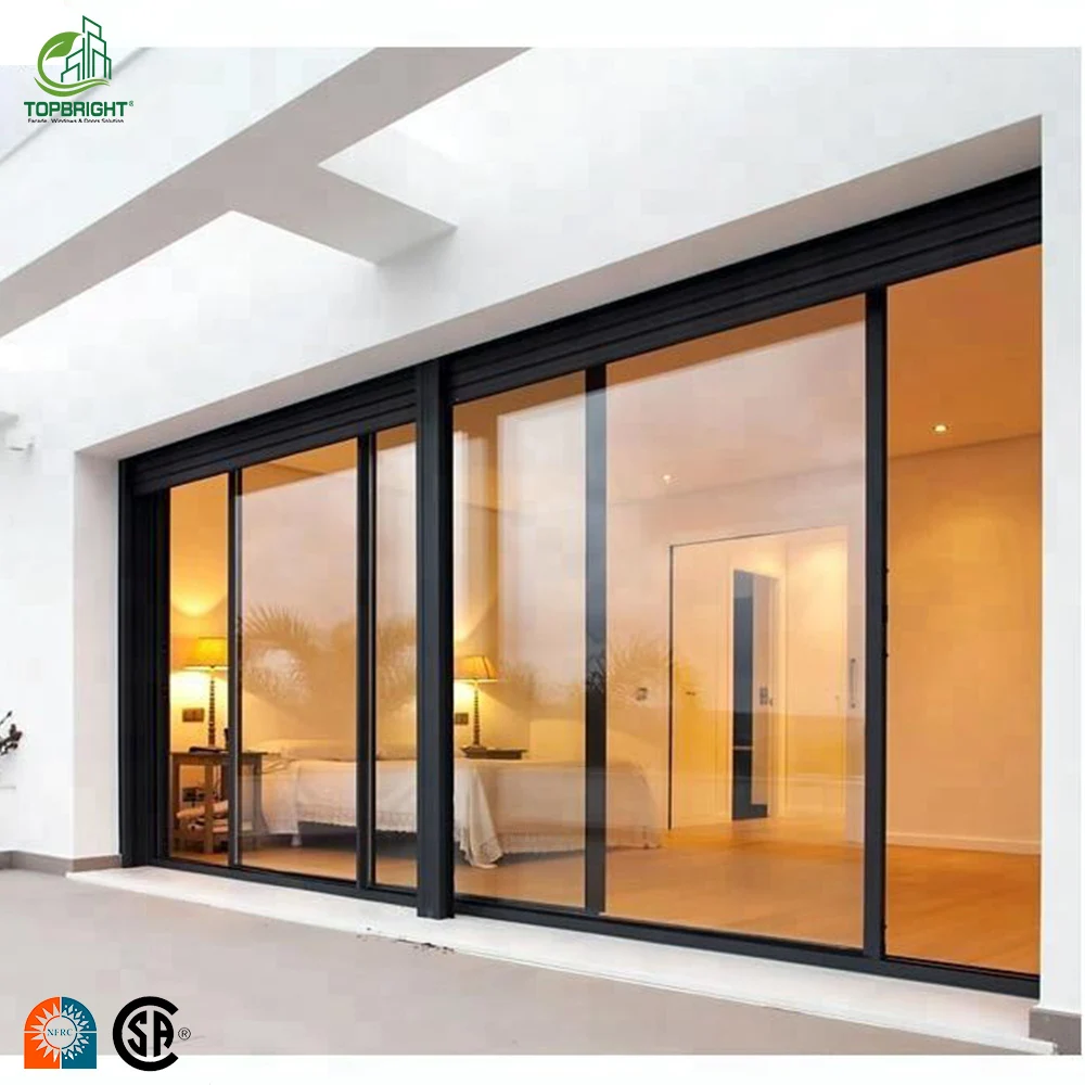 Topbright Modern Design Double Tempered Glass Sliding Doors Energy Saving Sound Proof Thermal Insulation 5 Year Warranty