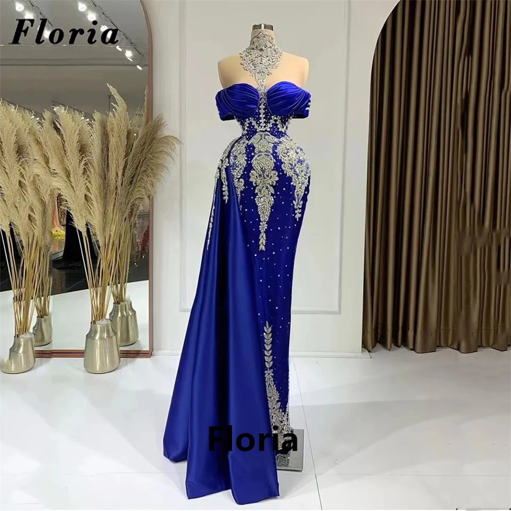 

Floria Middle East High Neck Mermaid Party Dresses For Women Customize Long Beaded Evening Dress Celebrity Gown Vestido De Noche