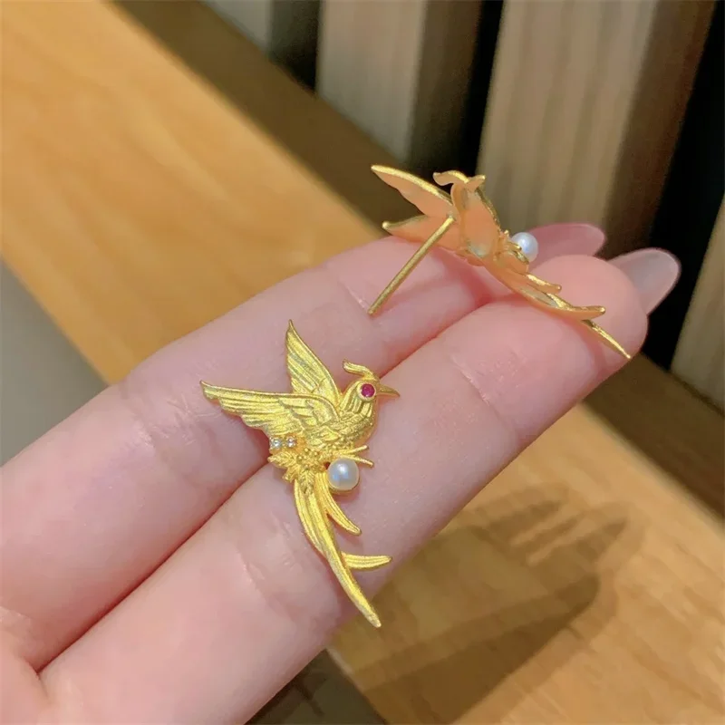 أقراط فينيكس من الذهب عيار 18 قيراط Au750 للنساء، طقم مرصع باللؤلؤ والماس، مجوهرات فاخرة، هدية مدروسة لعيد الحب #4