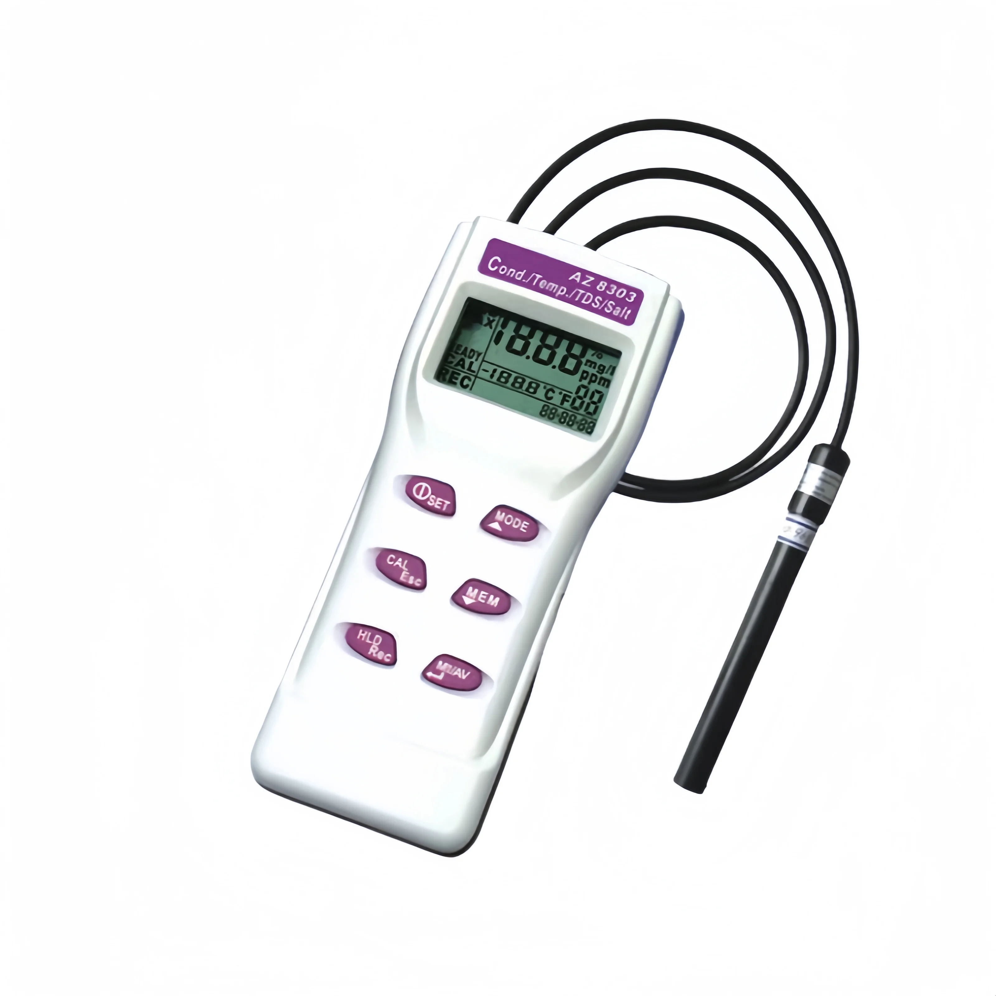 AZ8303 Conductivity Tester Water Quality Tester Temperature Display Digital Water Conductivity Meter with 99-point Memory Functi