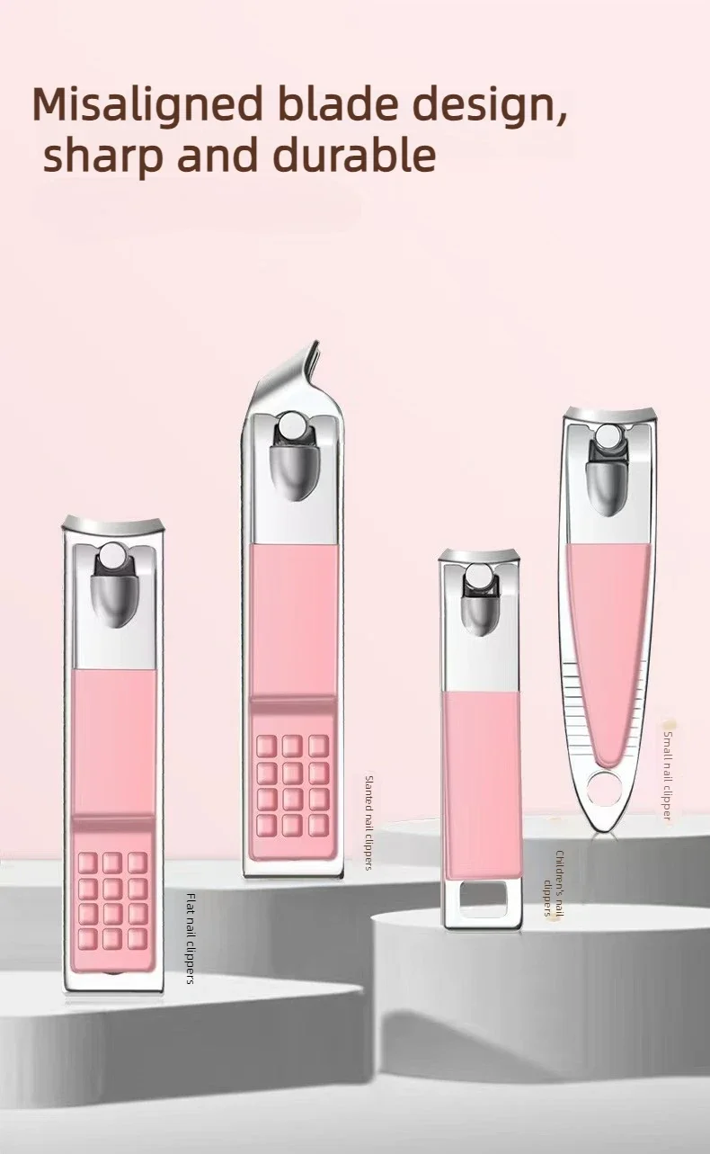 14-teiliges Set Edelstahl-Nagelknipser-Set mit Aufbewahrung Ergonomisches Design Gerade Klinge Langlebiges Maniküre-Werkzeug Weihnachtsgeschenk – Detail 5
