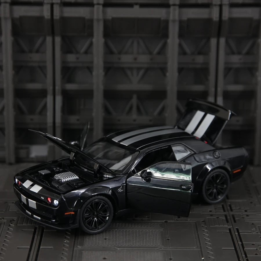 1:22 Dodge Hellcat SRT adorno de modelo de coche de aleación, puertas y capó de motor, el maletero se puede abrir detalles ricos, mano de obra fina