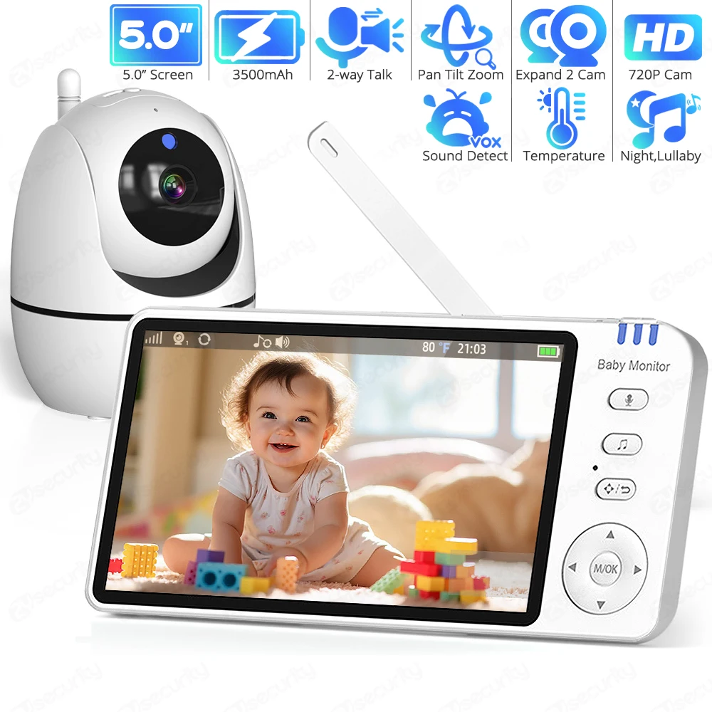 polegada monitor de bebe eletronico pan tilt zoom babyphone camera audio bidirecional visao noturna baba monitor bebe vigilancia de video 5 01