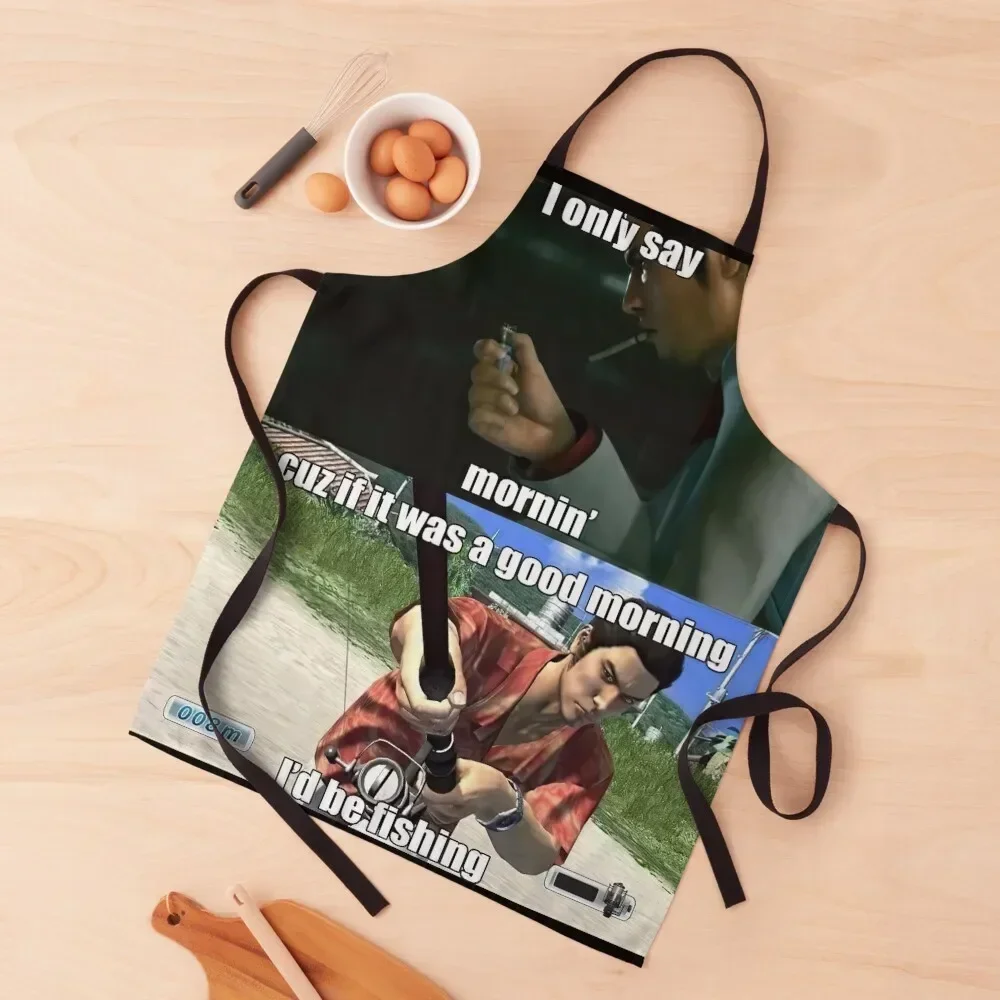 

Good Morning Yakuza Meme Apron Smock for hairdressing For Men painters Kitchen And Household Goods Apron