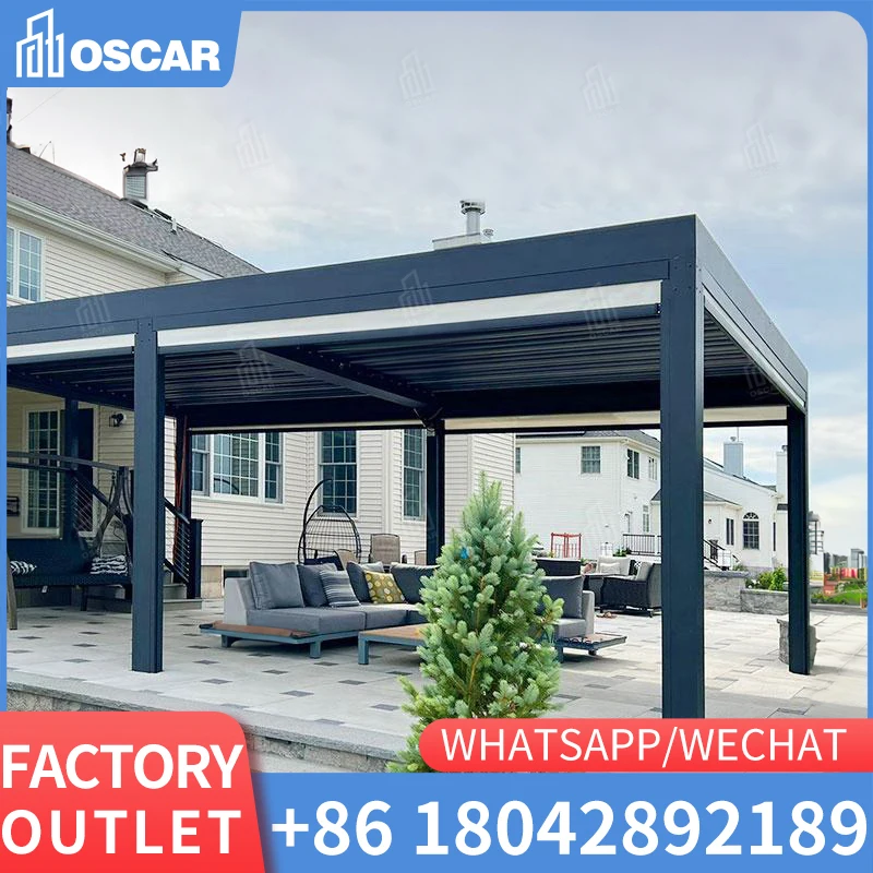 

OEM Size 3X3m 3x6m 10*12 10*20m Motorised Pergola Outdoor Modern Waterproof Aluminium Bioclimatic Electric Louvered Roof Pergola