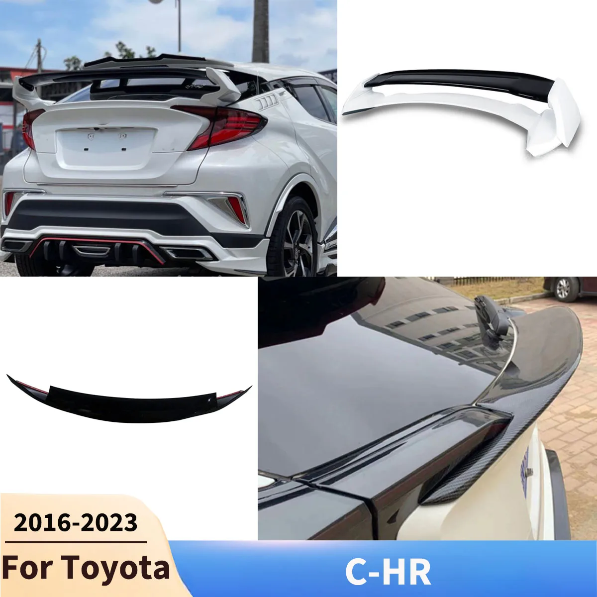 For Toyota C-HR 2016-2023 Rear Trunk Spoiler Wing Fog Light Lamp Cover Trim Diffuser Tuning Car Rear Louver Window Body Kits