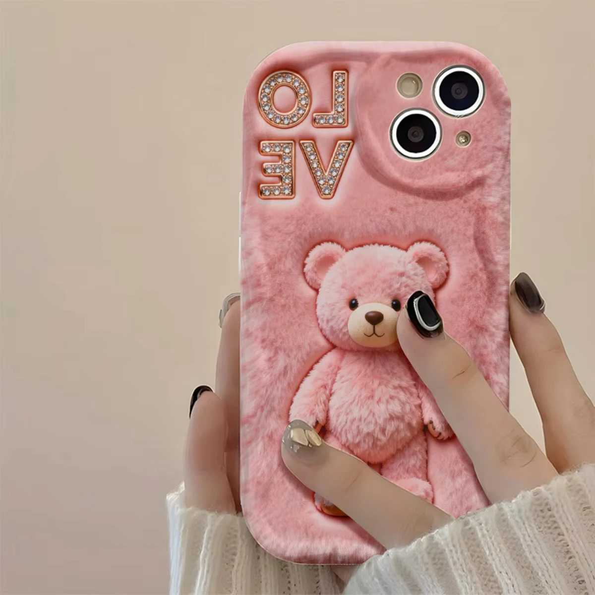 Cute Pink Teddy Bear & Love Phone Case for Xiaomi Redmi Note 15 14 13 12 11 Pro Plus 4G 5G 15C 14C 13C 12C 10 10C 9 9A 9C Cover view 5
