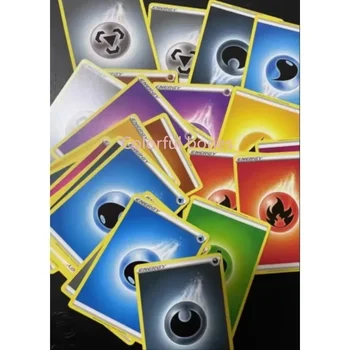 64Pcs/Set Pokemon/PTCG Authorized Version Yellow Border Energy Card Card Back Blue Can Be Used As Spare Card