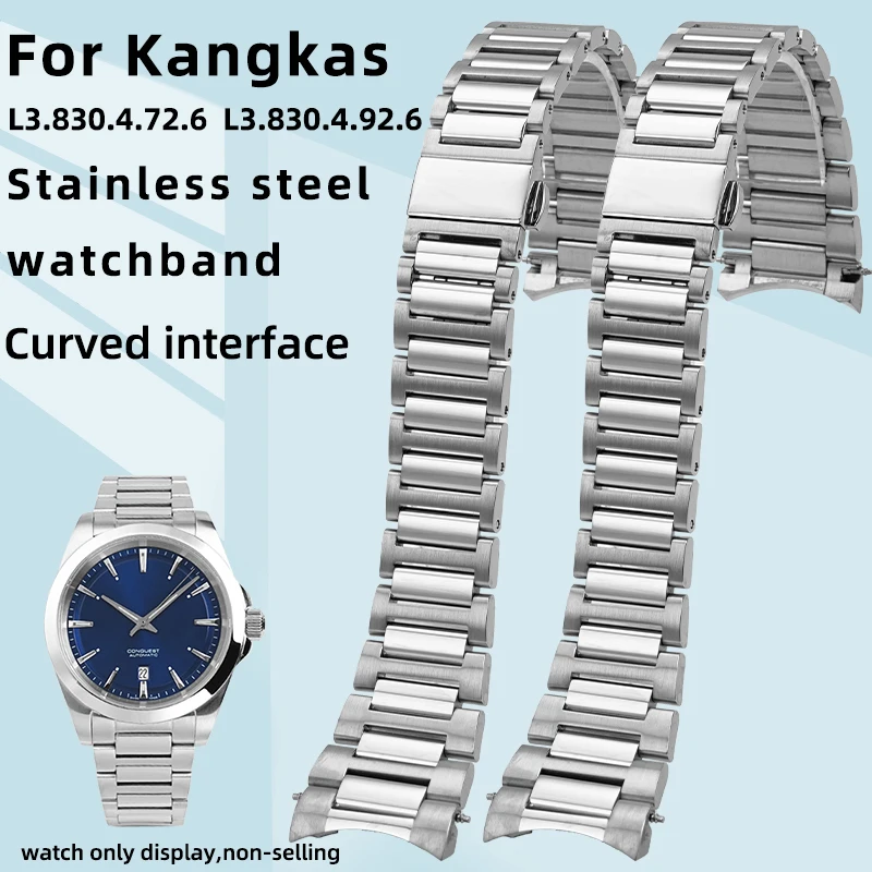 

21MM Solid Metal Watch Strap For Longines Conquest series stainless steel watchband L3.830.4 Curved interface steel bracelet