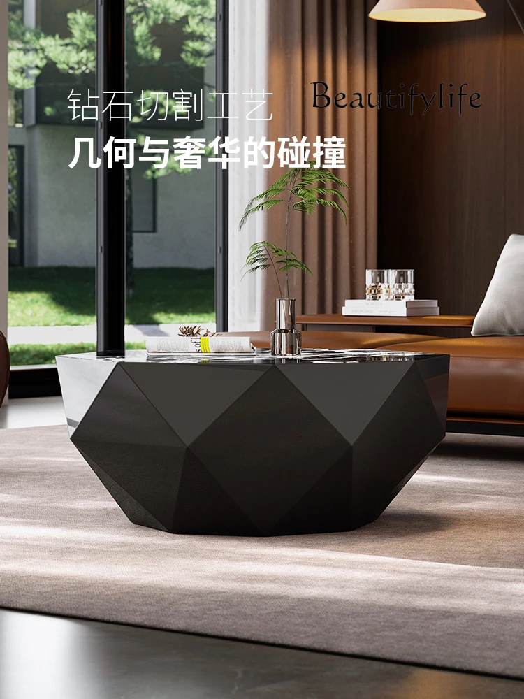 Coffee table light luxury high-end designer living room new Italian creative black high-end diamond coffee table
