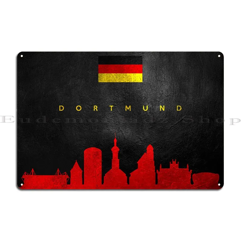 Dortmund Germany Skyline Metal Sign Cinema Character Club Wall Decor Pub Tin Sign Poster