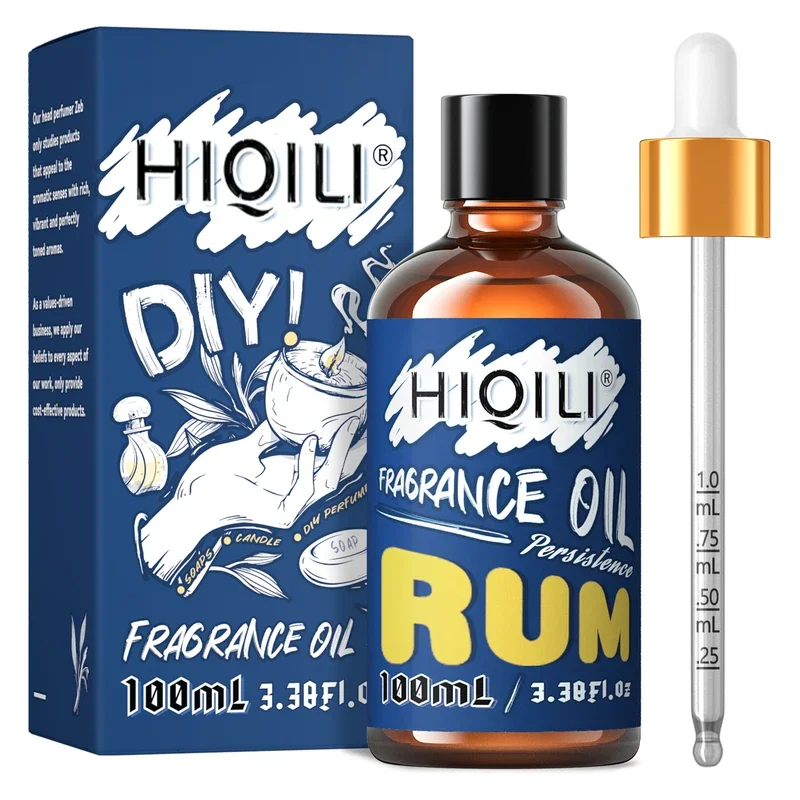 HIQILI 100ML Rum Fragrance Oil,  100% Pure Oil for Aromatherapy,Car Diffusion,Humidifier,DIY Candles and Soap Making