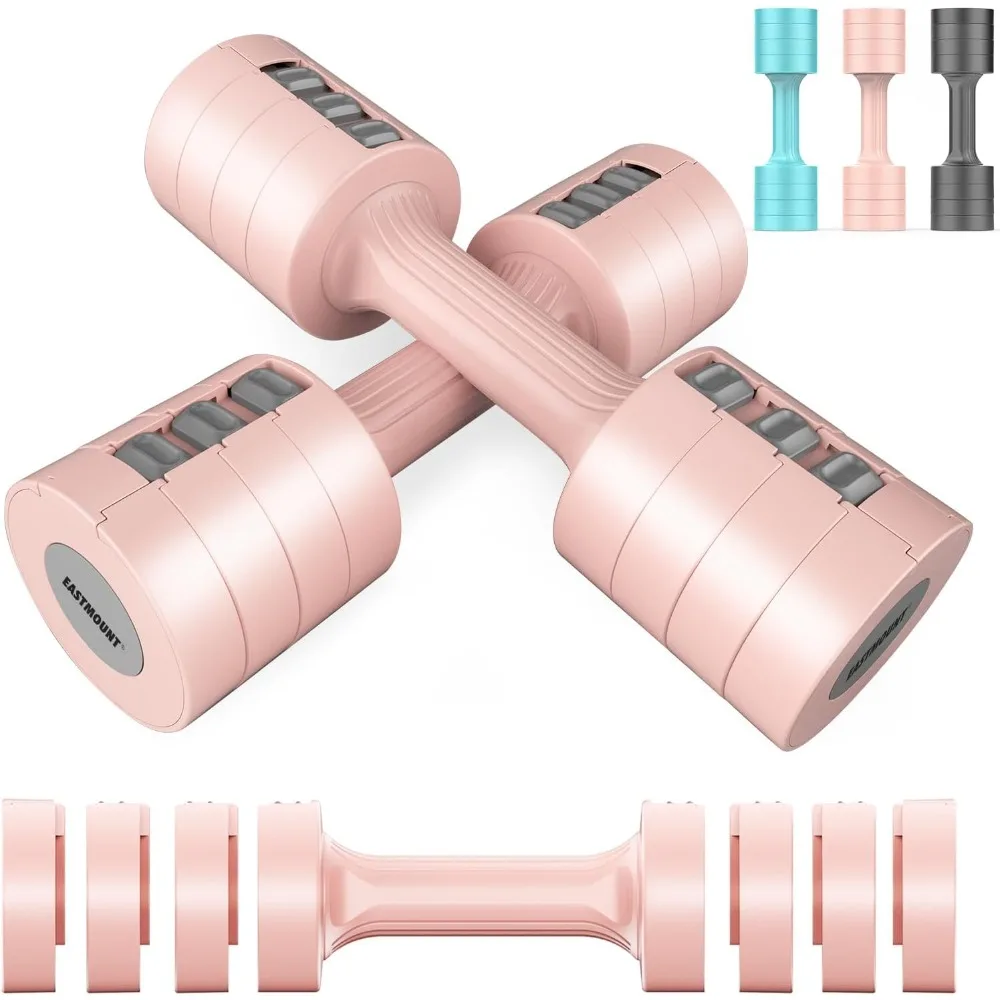 Adjustable Hand Dumbbell for Women 5lb Dumbbells Set of 2, 4 in 1 Small Dumbbell Set Each 2lb 3lb 4lb 5lb Free Weights