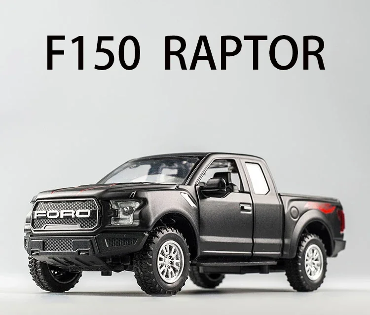 1:32 Ford Raptor F150 Big Wheel Alloy Diecast Car Model With With Sound Light Pull Back Car Toys For Children Xmas Gifts