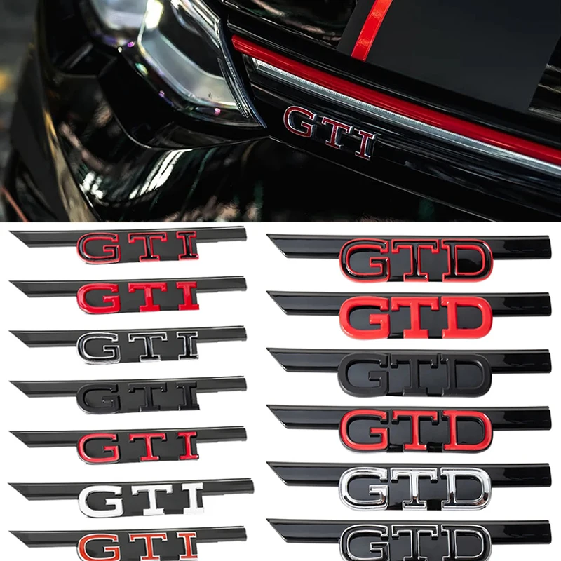 GTI GTD Logo Car Front Grill Auto Emblem Replacement Badge Sticker Accessories For Volkswagen VW Golf 8 Rline MK 8 R Polo Touran