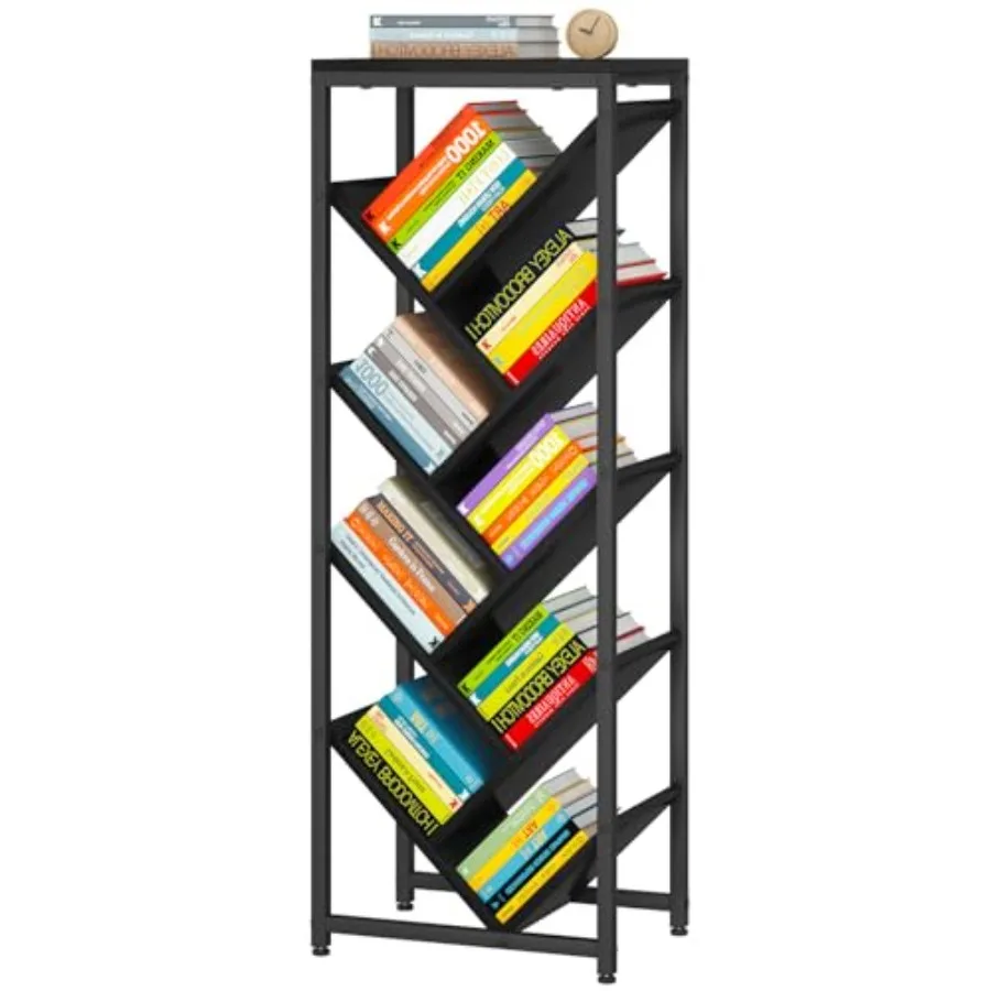 

Tree Bookshelf Floor Standing Wood Bookshelf for Narrow Space Storage Organizer Bookcase for Books/CDs/Movies Small Corner Book
