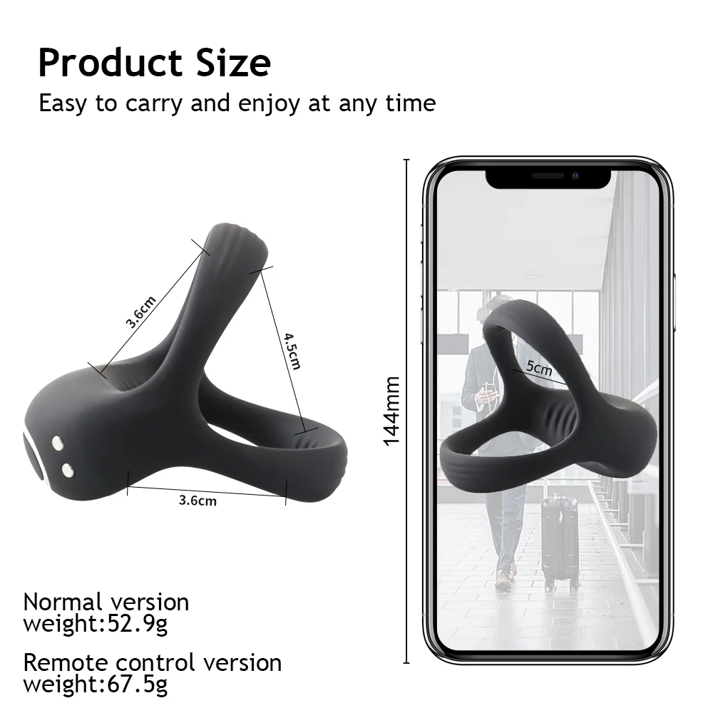 Male Silicone Penis Ring Wireless Ultra Soft CockRing 10 Vibration for Erection Enhancing Time Delay Ejaculation Sex Toy for Men