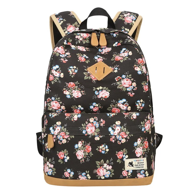 Canvas Backpack Small Floral Daisy Bag Computer Travel